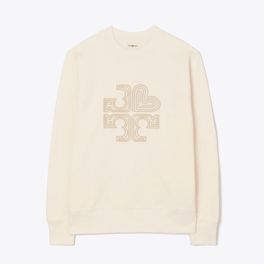 Tory Burch Cream Logo Crewneck Sweater